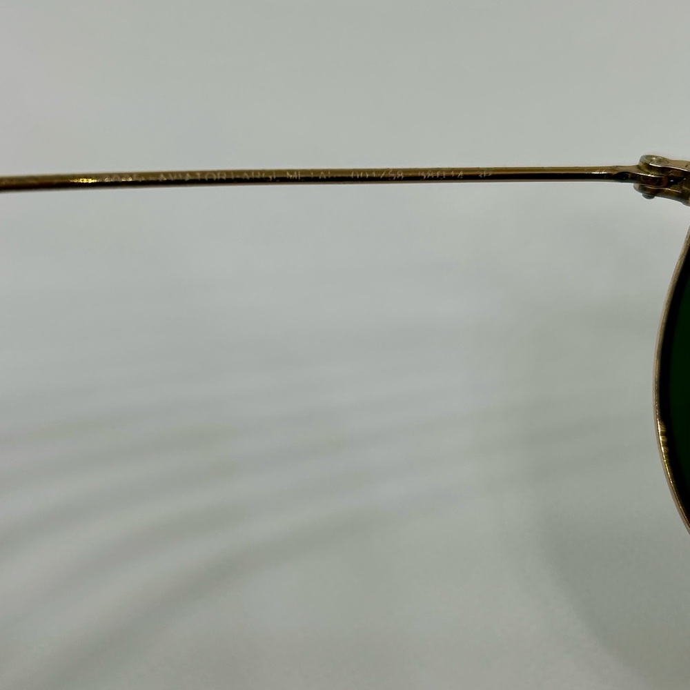 Ray-Ban Gold Frame Aviator Sunglasses with Green Lenses - Picture 8 of 10